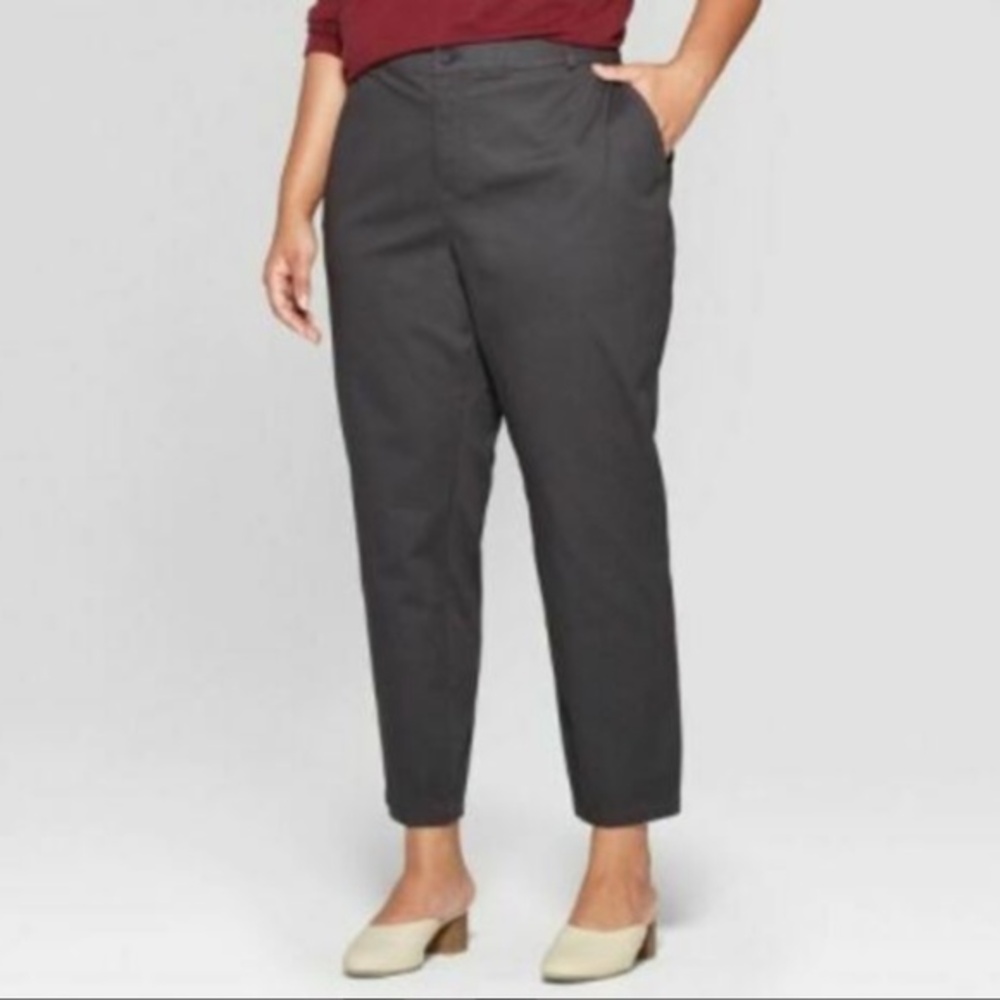 Ava & Viv Dress Pants Womens Plus Size 22W Gray Cropped Tapered Academia